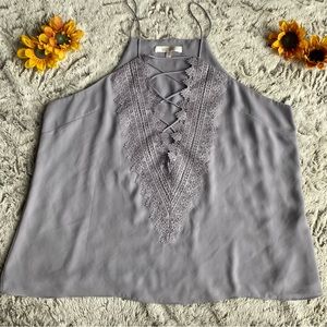 Wayf Lace Deep V Purple Plus Size Tank Top Size XXL